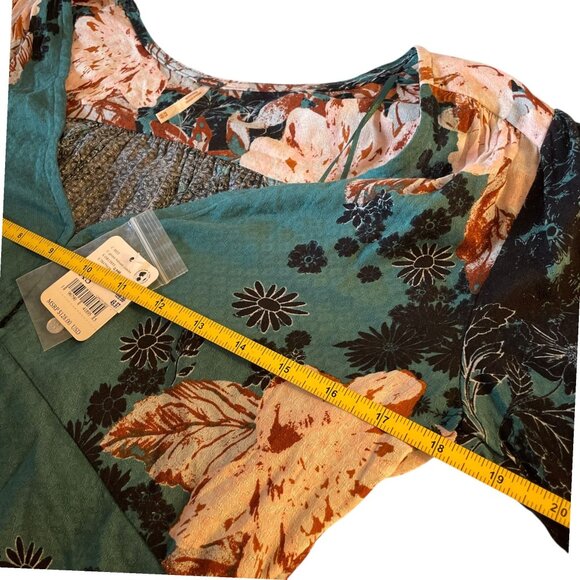NWT Free People Mikayla Floral Printed Tunic Green Balsam Combo XS - Picture 6 of 8